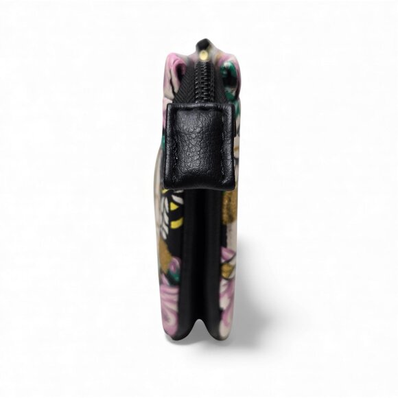 Betsey Johnson Honey Bee Wristlet Women Metallic Accent Rose Graphic CC Slots - Picture 4 of 8